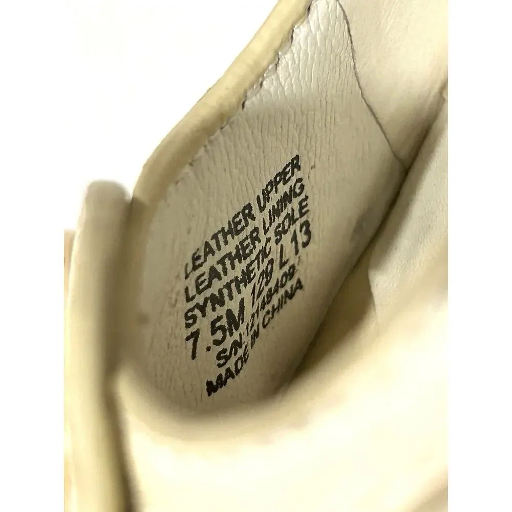 Tory Burch Leticia Peep Toe Wedge Heels Shoes Size 7.5 Ivory White Leather